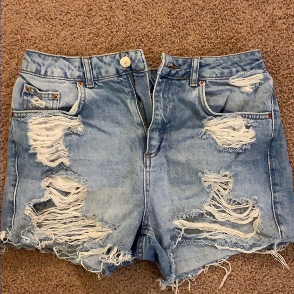 topshop high waisted denim shorts size 6